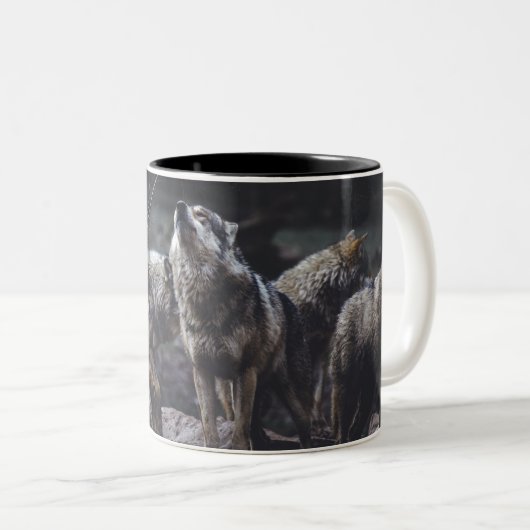Wolf-Wolf-Wolf Zweifarbige Tasse (VorderseiteRechts)