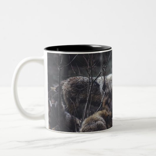 Wolf-Wolf-Wolf Zweifarbige Tasse (Links)