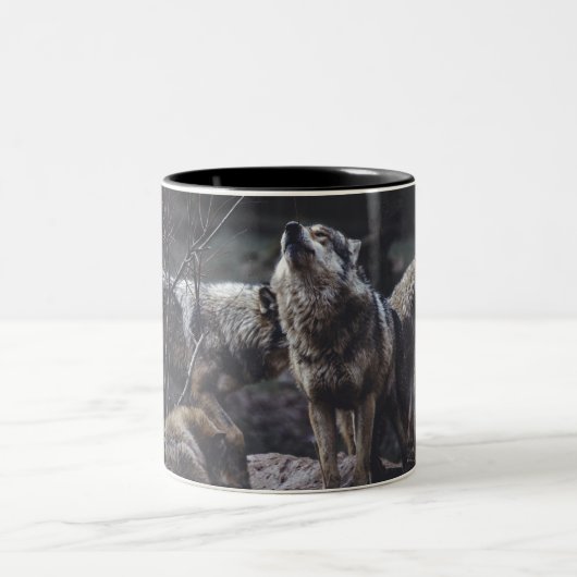 Wolf-Wolf-Wolf Zweifarbige Tasse (Mittel)