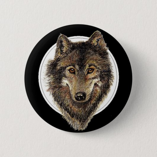 Wolf, Wölfe, Aquarelltiere, Natur Button (Vorderseite)