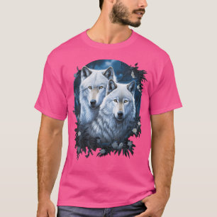 Wolf Wölfe im Wald durch die Nacht Mond Fantasy Ar T-Shirt