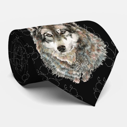 Wolf, Wölfe mit Spuren, Wasserfarbe Krawatte (Gerollt)