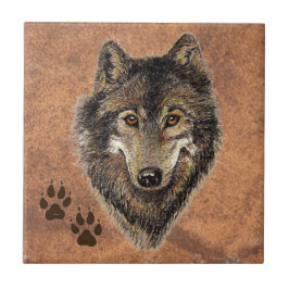 Wolf, Wölfe, Natur, Wildtiere, Aquarelltiere Fliese