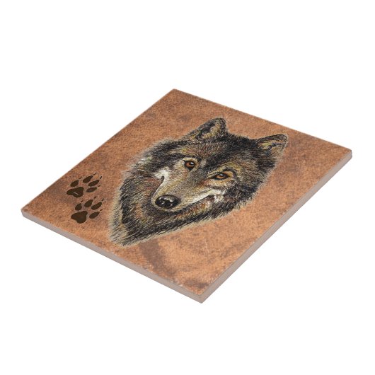 Wolf, Wölfe, Natur, Wildtiere, Aquarelltiere Fliese (Seite)