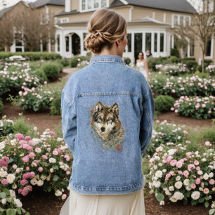 Wolf Wölfe Wasserfarbe Tierart Jeansjacke