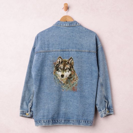 Wolf Wölfe Wasserfarbe Tierart Jeansjacke (Hangar)