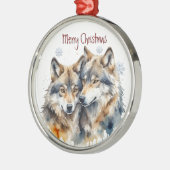 Wolf Wölfe Wasserfarbe Tierart Ornament Aus Metall (Links)