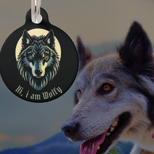Wolf Wolfhund Husky Wölfe Runde Haustiermarke