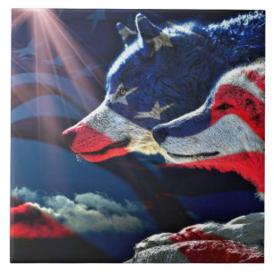 Wolf Wolves Full Moon Fliese