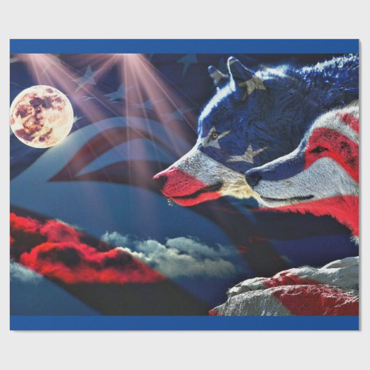 Wolf Wolves Full Moon Geschenkpapier (Flach)