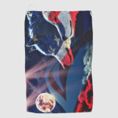 Wolf Wolves Full Moon Golfhandtuch (Vorderseite)