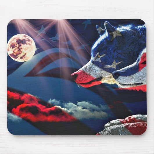 Wolf Wolves Full Moon Mousepad (Vorne)