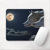 Wolf Wolves Howling am Vollmond nachts Mousepad (Mit Mouse)
