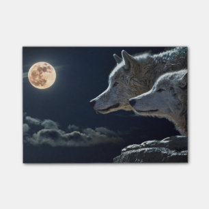 Wolf Wolves Howling am Vollmond nachts Post-it Klebezettel