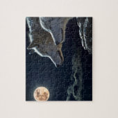 Wolf Wolves Howling am Vollmond nachts Puzzle (Vertikal)