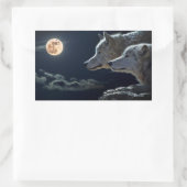 Wolf Wolves Howling am Vollmond nachts Rechteckiger Aufkleber (Tasche)