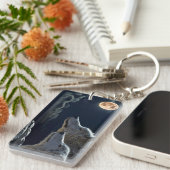 Wolf Wolves Howling am Vollmond nachts Schlüsselanhänger (Vorderseite rechts)