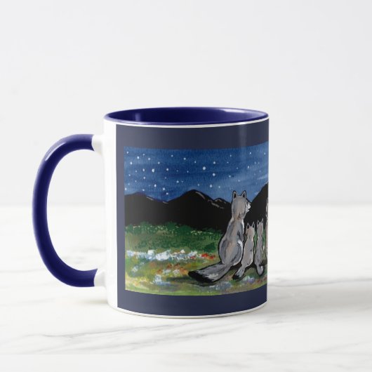 Wolf Wolves Howling bei Moon Designer Dark Blue Ta Tasse (Links)