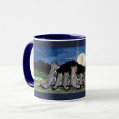 Wolf Wolves Howling bei Moon Designer Dark Blue Ta Tasse (Vorderseite Links)