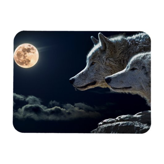 Wolf Wolves Howling beim Vollmond Kühlschrank Magn Magnet (Horizontal)
