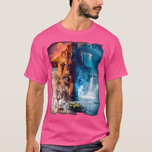 Wolf Wolves Moon Sun Yin Yang Ice Feuer Schnee Tro T-Shirt (Vorderseite)