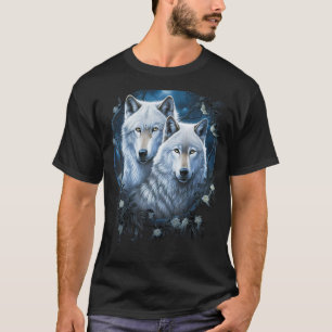 Wolf Wolves of Forest by Night Moon Fantasy Kunst, T-Shirt