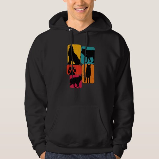 Wolf wolves Retro Hoodie (Vorderseite)