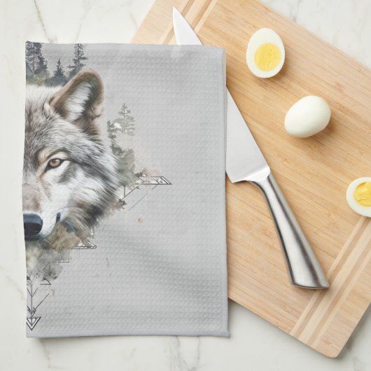 Wolf Wolves Tierwelt Naturerlebnis Kunst Geschirrtuch (Viertel Falte)