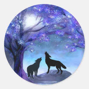Wolf Wolves Wildtiere Blue Stickers