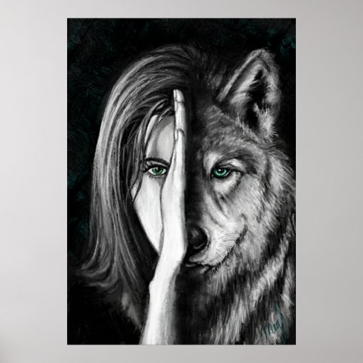 Wolf Woman - Emotion Poster Print - Malerei Art (Vorne)