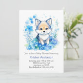 Wolf Woodland Blissful Watercolor Boy Babydusche Einladung (Stehend Vorderseite)