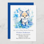 Wolf Woodland Blissful Watercolor Boy Babydusche Einladung (Vorne/Hinten)