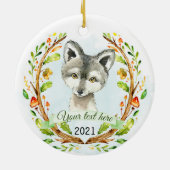Wolf Woodland Weihnachtsurlaub Keepake Keramik Ornament (Hinten)