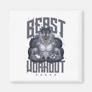 Wolf Workout Beast Gym Fitness Bodybuilding Muskel Magnet