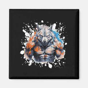 Wolf Workout Fitnessstudio Kämpfer Bodybuilder Magnet