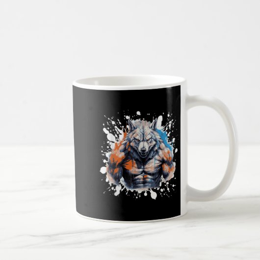 Wolf Workout Gym Fighter Bodybuilder Kaffeetasse (Rechts)