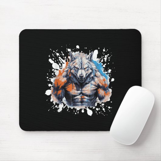 Wolf Workout Gym Fighter Bodybuilder Mousepad (Mit Mouse)