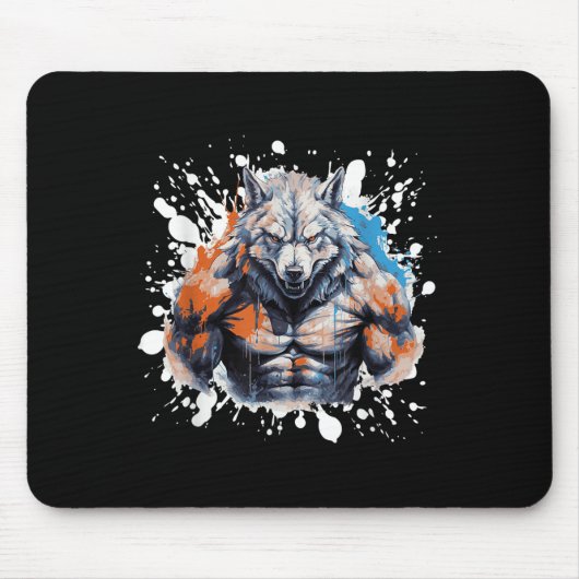 Wolf Workout Gym Fighter Bodybuilder  Mousepad (Vorne)