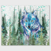 Wolf Wrapping Paper | Farbenfroher Wolf Geschenkpapier (Flach)