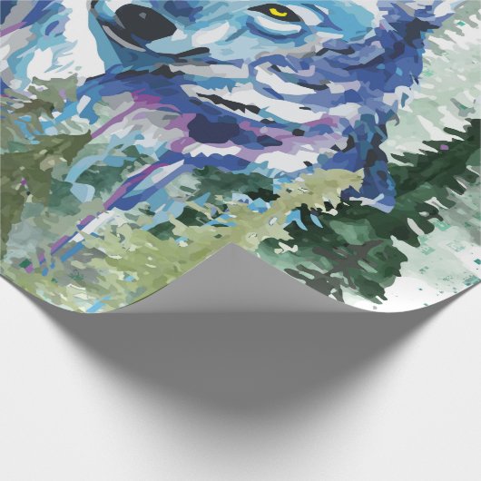 Wolf Wrapping Paper | Farbenfroher Wolf Geschenkpapier (Ecke)