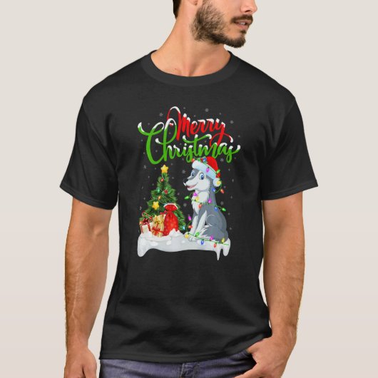 Wolf Xmas Decorations Santa Wolf Christmas T-Shirt (Vorderseite)