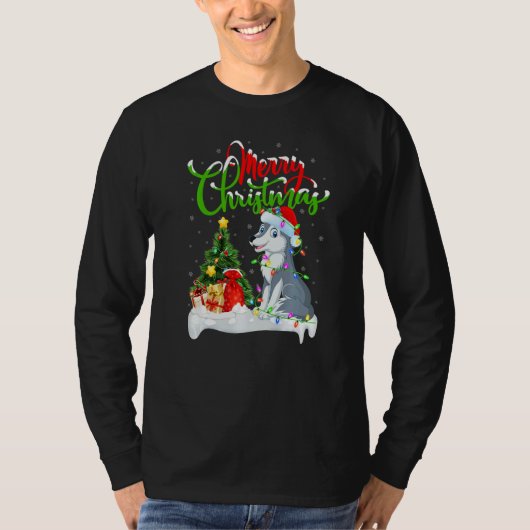Wolf Xmas Decorations Santa Wolf Christmas T-Shirt (Vorderseite)