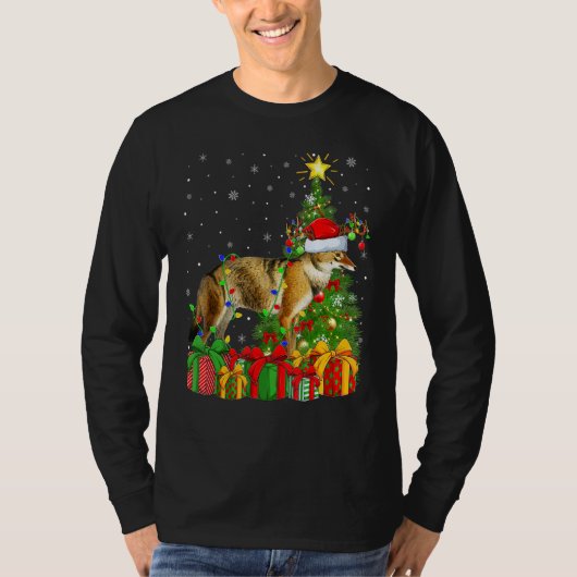Wolf   Xmas Holiday Santa Wolf Christmas Tree T-Shirt (Vorderseite)