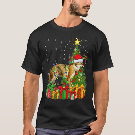 Wolf   Xmas Holiday Santa Wolf Christmas Tree T-Shirt (Vorderseite)