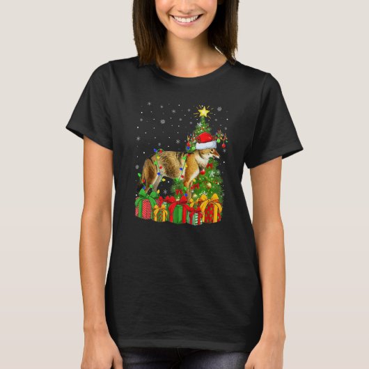 Wolf  Xmas Holiday Santa Wolf Christmas Tree T-Shirt (Vorderseite)