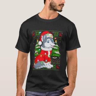 Wolf Xmas Sweater Style Ugly Santa Wolf Weihnachte T-Shirt