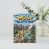 Wolf Yellowstone-Tal Modern KlayKoo Postkarte (Stehend Vorderseite)