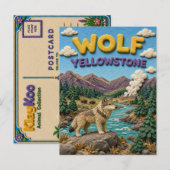 Wolf Yellowstone-Tal Modern KlayKoo Postkarte (Vorne/Hinten)
