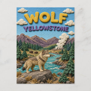 Wolf Yellowstone-Tal Modern KlayKoo Postkarte