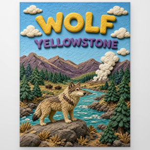 Wolf Yellowstone-Tal Modern KlayKoo Postkarte